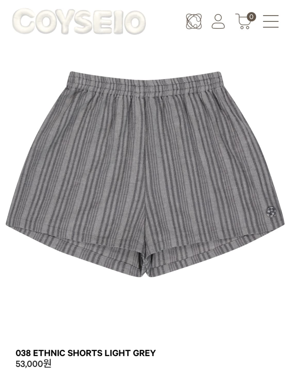 코이세이오 038 ETHNIC SHORTS LIGHT GREY 상품이미지1