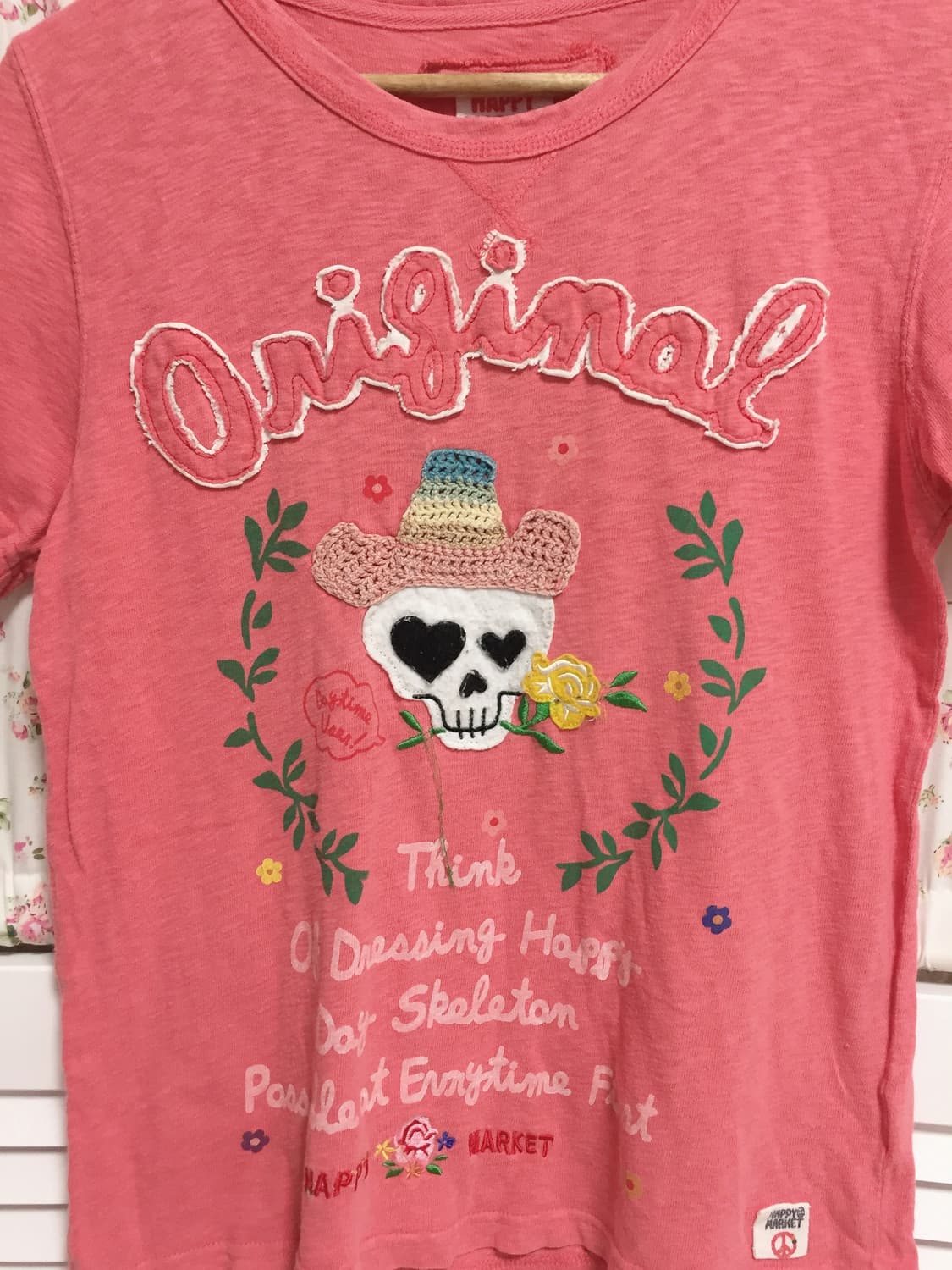 빈티지 해골 자수 반팔 상품이미지2
