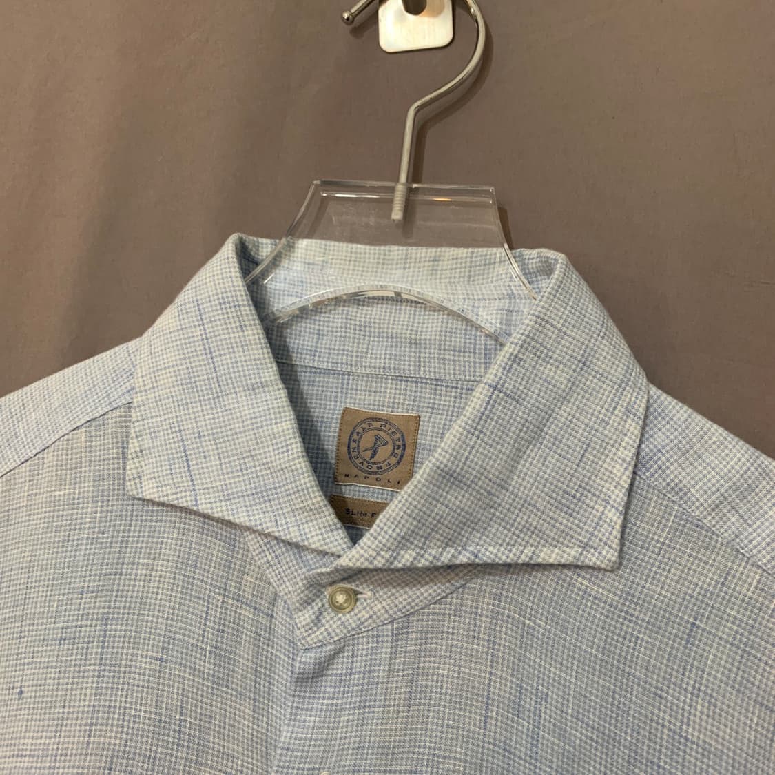 41 피에트로 프로벤잘레 이태리 린넨 체크 와이드 카라 셔츠 남방 상품이미지3