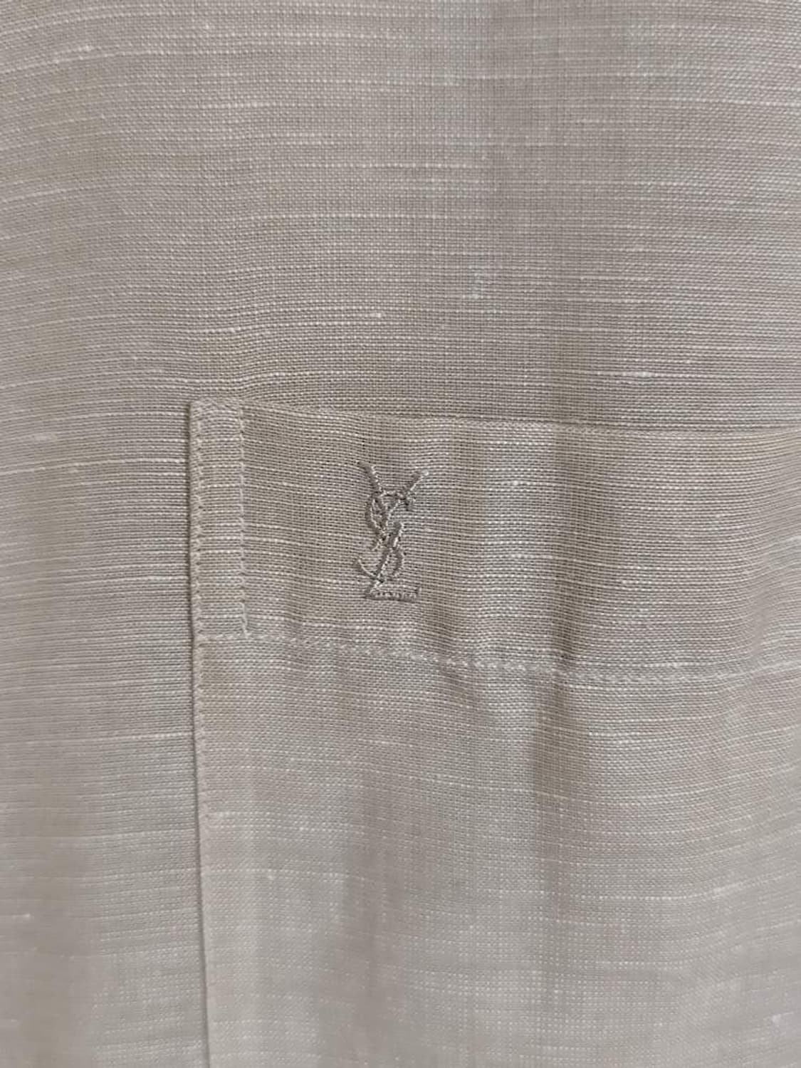 110 입생로랑 YSL 로고 자수 차이나카라 마혼방 반팔 셔츠 상품이미지5