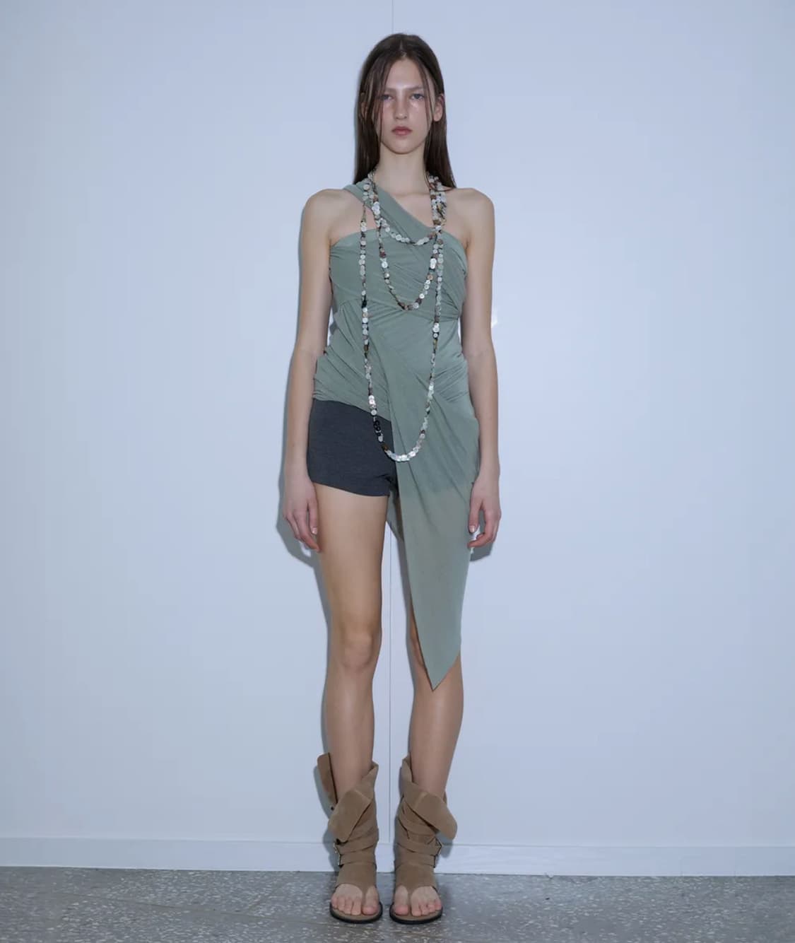 THEPORTA ASYMMETRICAL DRAPED LONG SKIRT, 상품이미지1