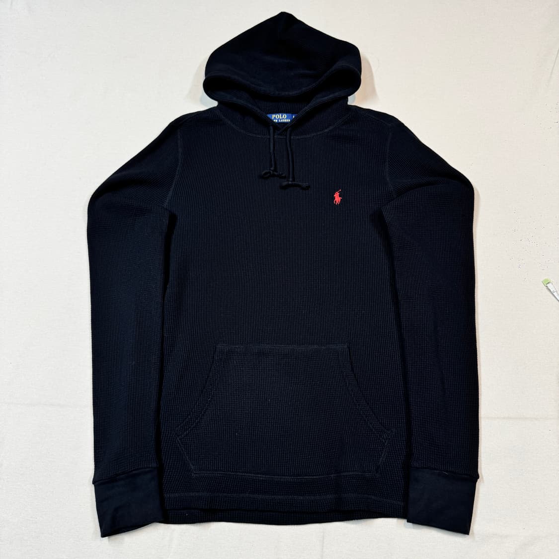 S) 폴로 랄프로렌 써멀 와플 후드티 블랙 상품이미지1
