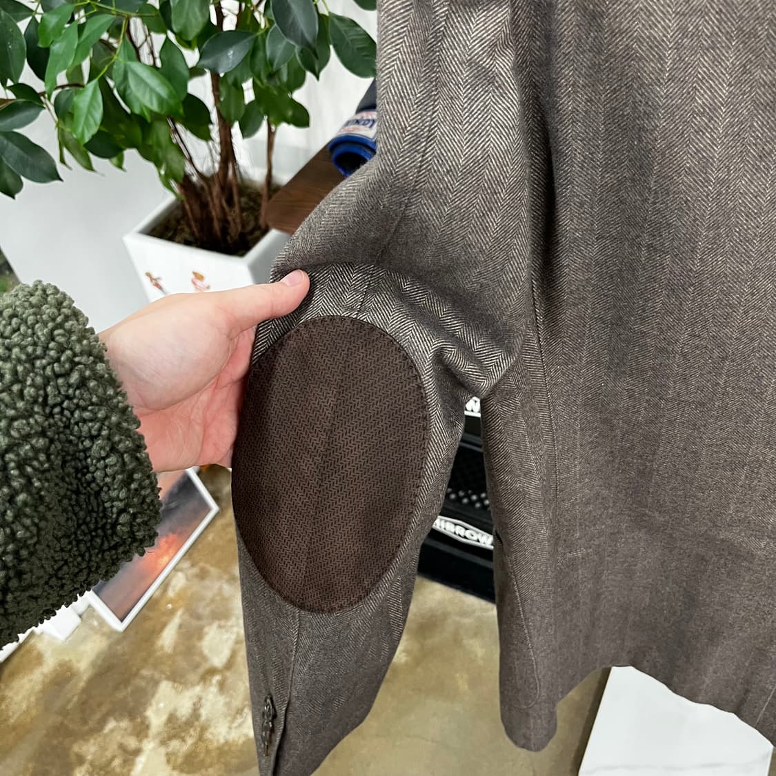 에르메네질도 제냐 엘보우패치 헤링본 블레이져 48R 상품이미지8