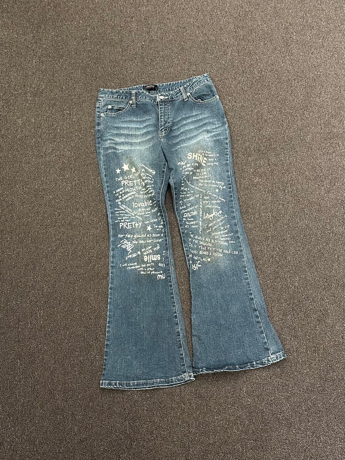 OS)일본 빈티지 여성 프린팅 부츠컷 데님팬츠 상품이미지5