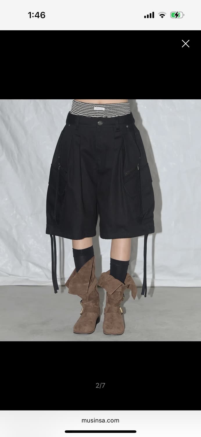 팬시클럽 카고 레터링 버뮤다 팬츠 (BLACK) F25QD889 상품이미지4