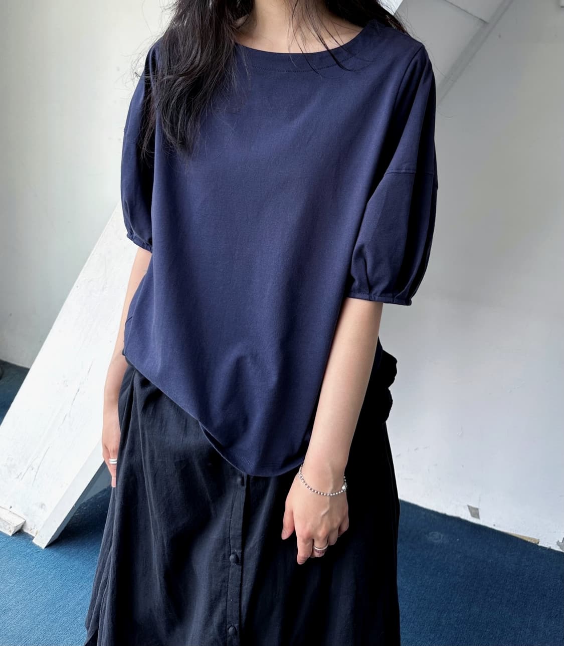 Cotton puff sleeve design pullover top 상품이미지6