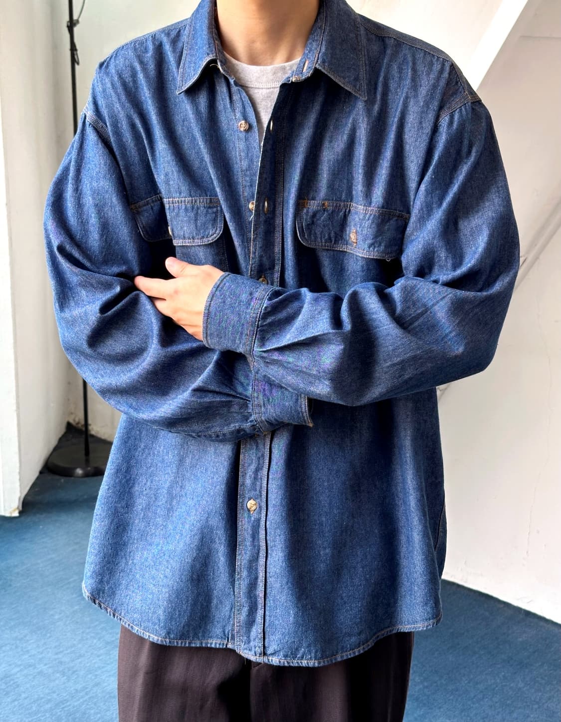 Cotton denim worker shirt 상품이미지10