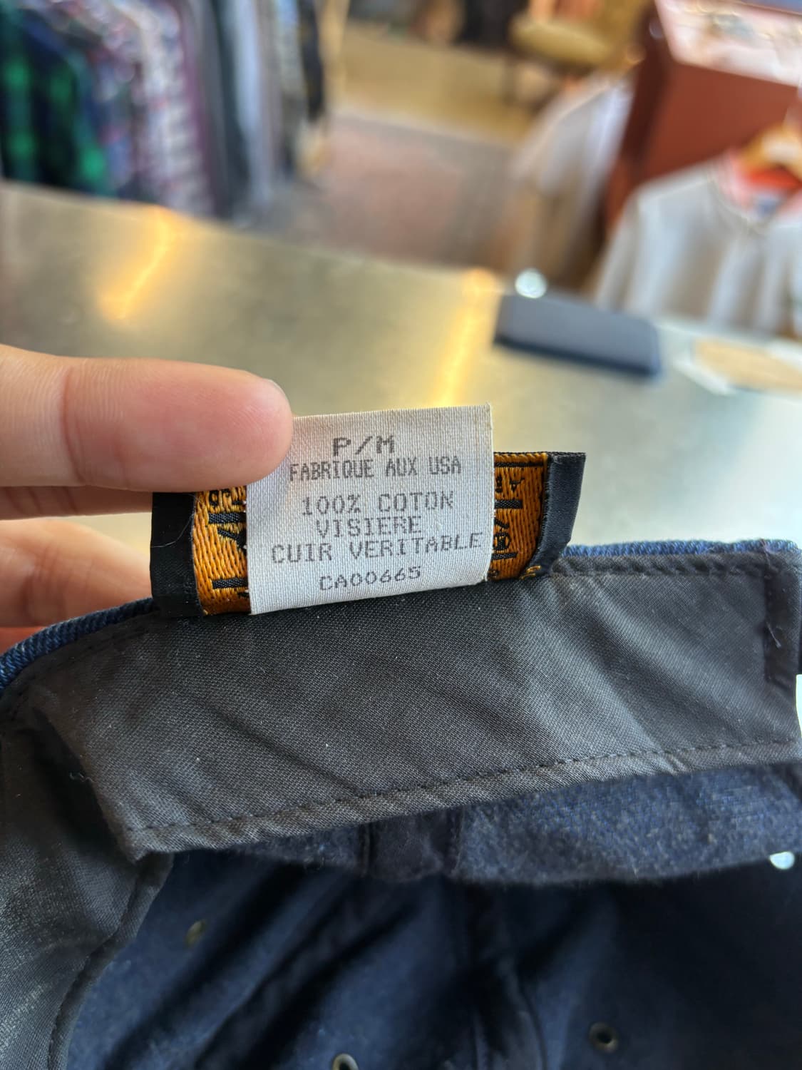 90s USA 에디바우어 리얼 레더 데님 캡 상품이미지6