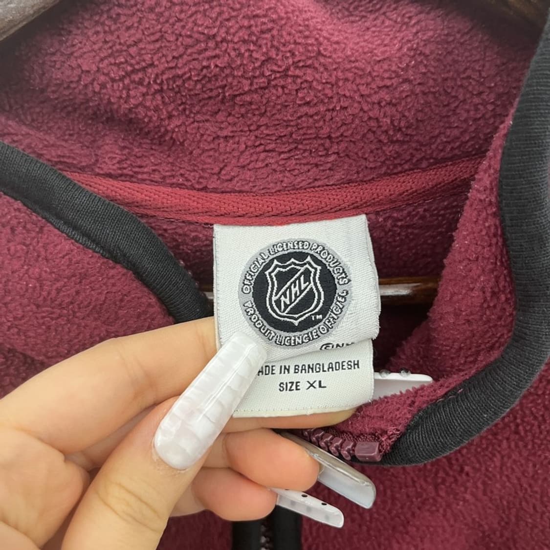 NHL 빈티지 빅사이즈 버건디와인 반집업 후리스 맨투맨 XL C10638 상품이미지5