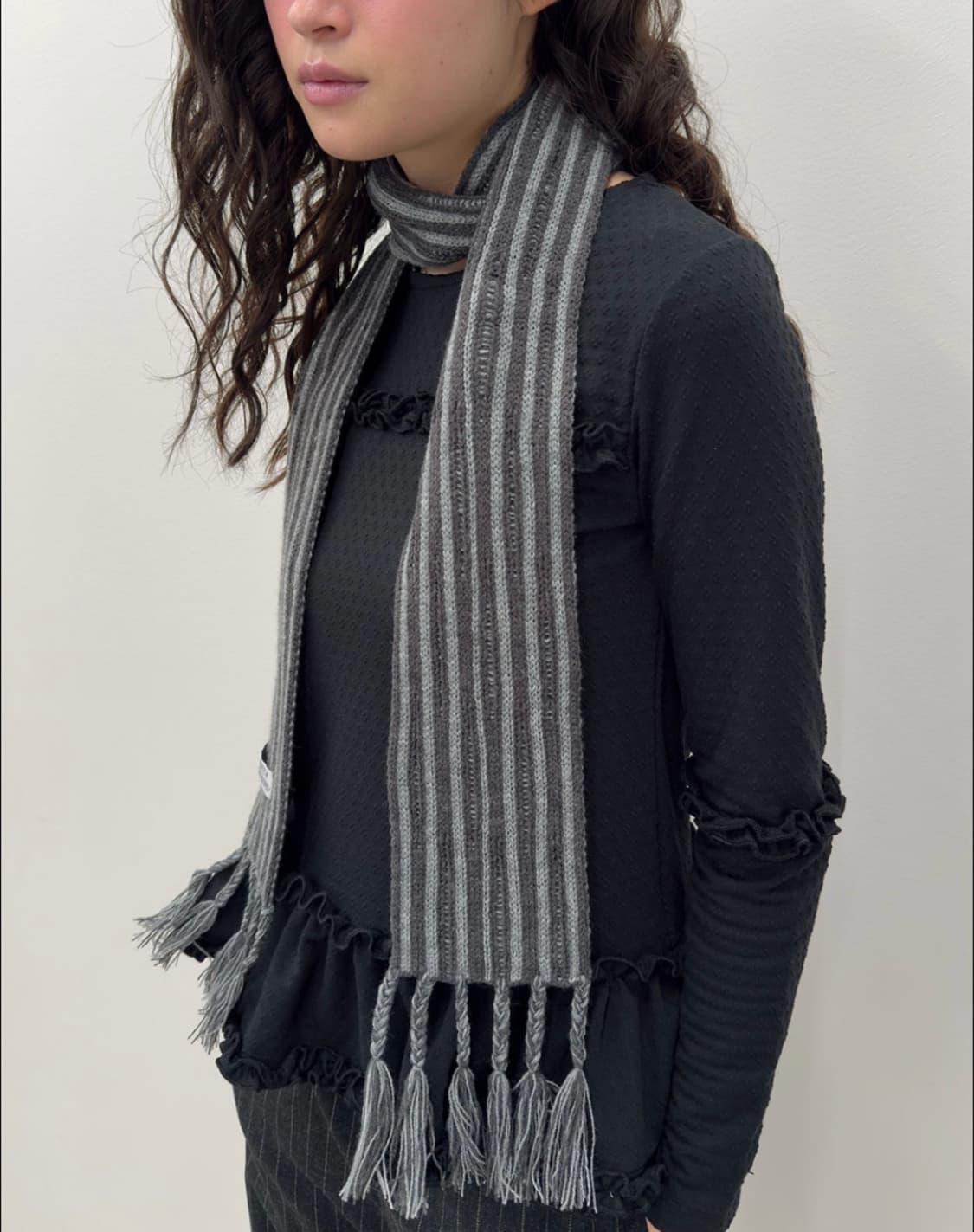 Ribbed Tail Muffler [Gray] 상품이미지2