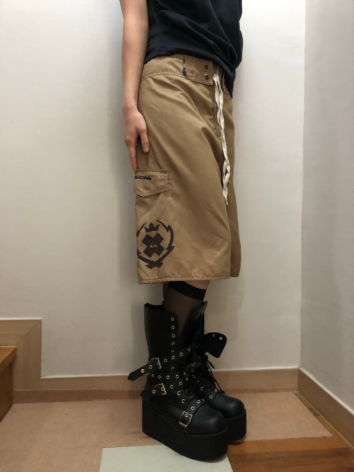 빈티지 베이지 펑크 버뮤다 팬츠 상품이미지6