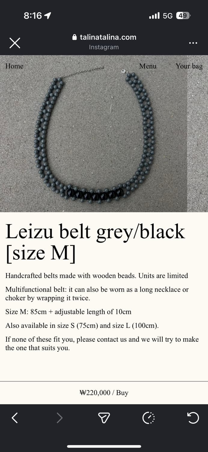 Talina 우드 벨트 블랙/블루 M 상품이미지1