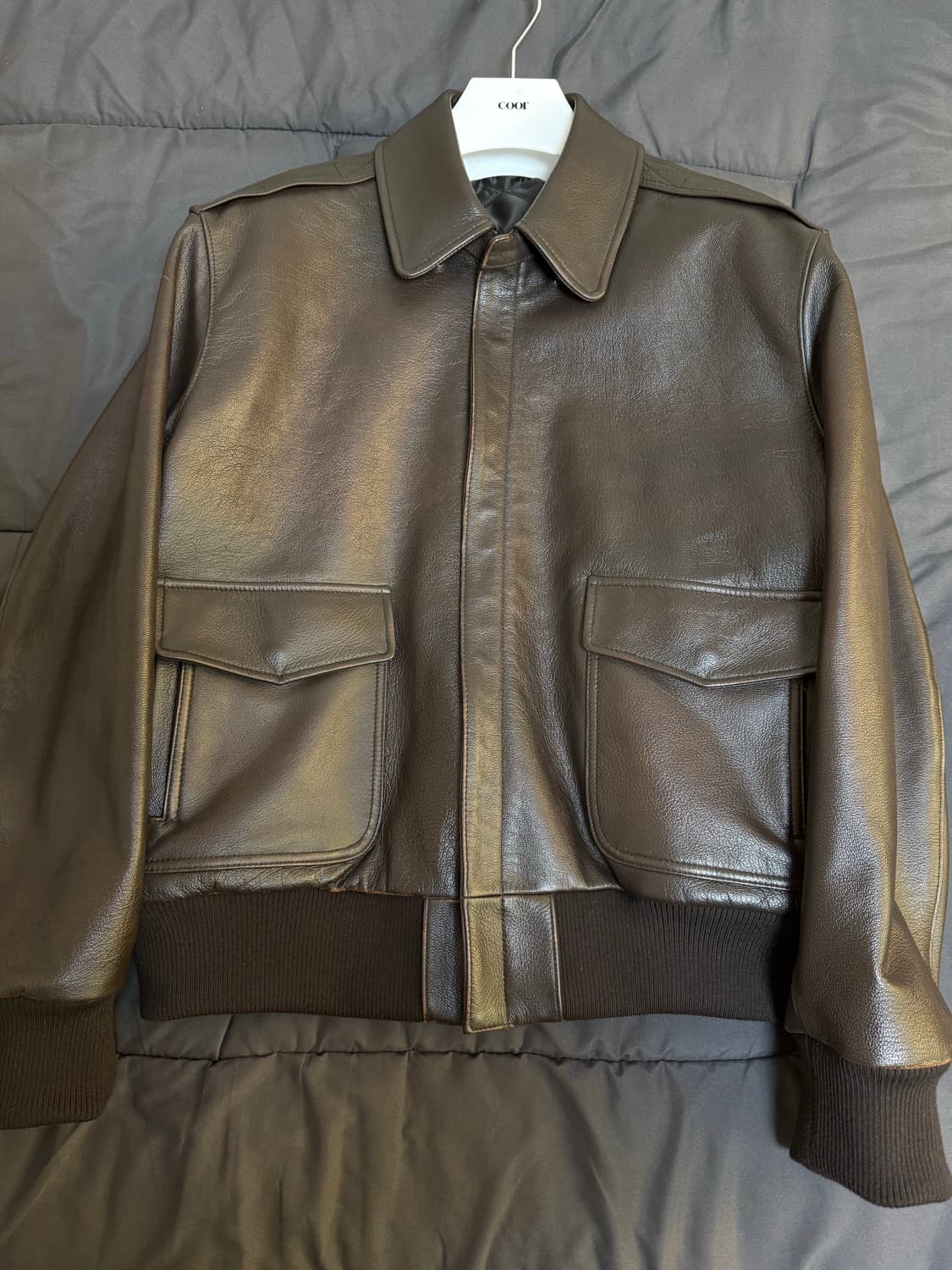 쿠어 빈티지 카우 스킨 A-2 레더 자켓 다크브라운 L 상품이미지2