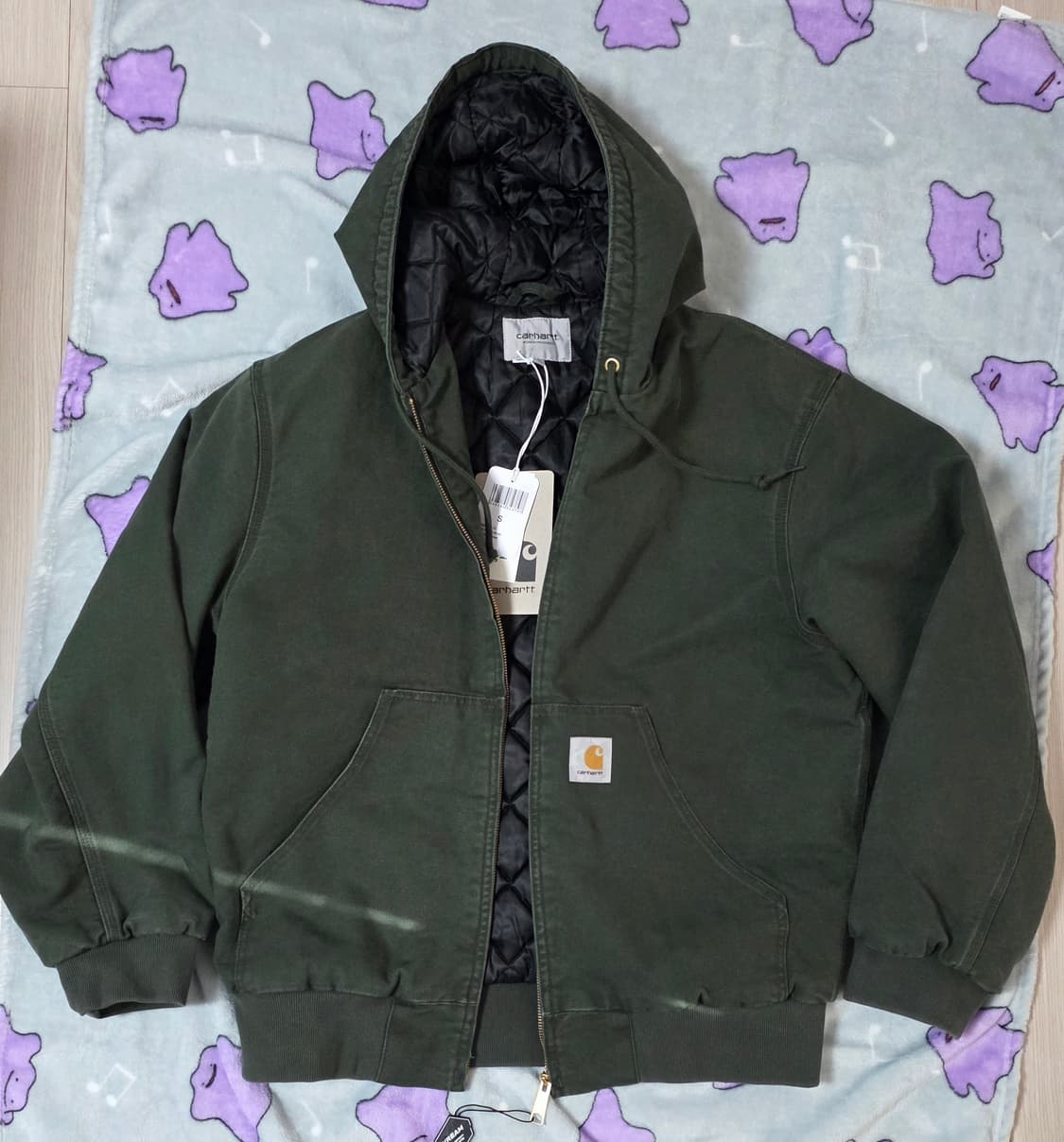 칼하트 WIP OG 액티브 자켓 올리브 스톤 캔버스 상품이미지1