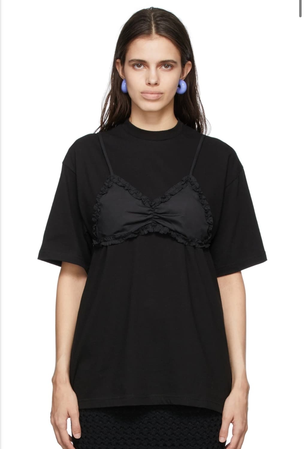 Pushbutton Frilled Bra Point T-Shirt w 상품이미지1