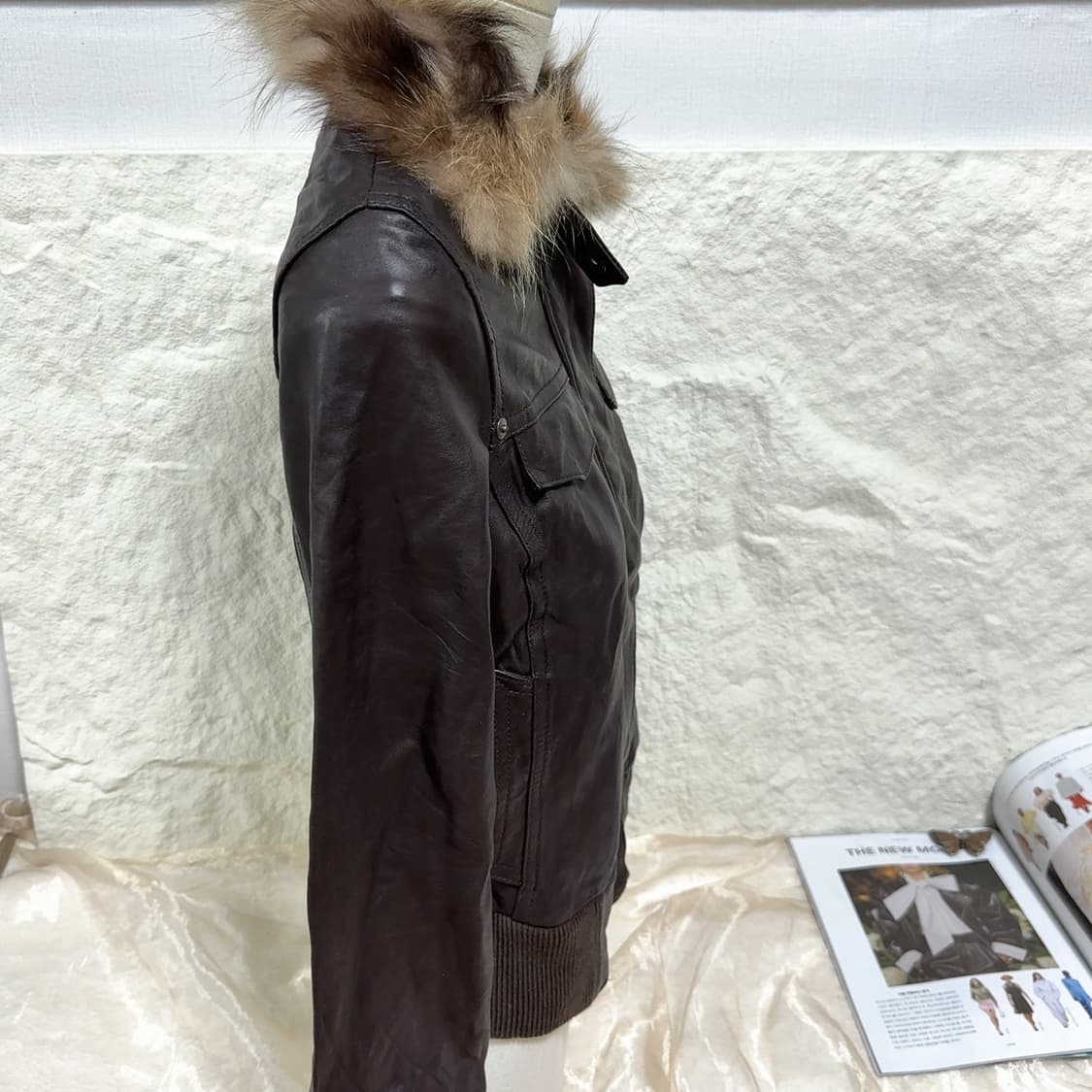 빈티지 frizz 라쿤퍼 카라 양가죽자켓 상품이미지4