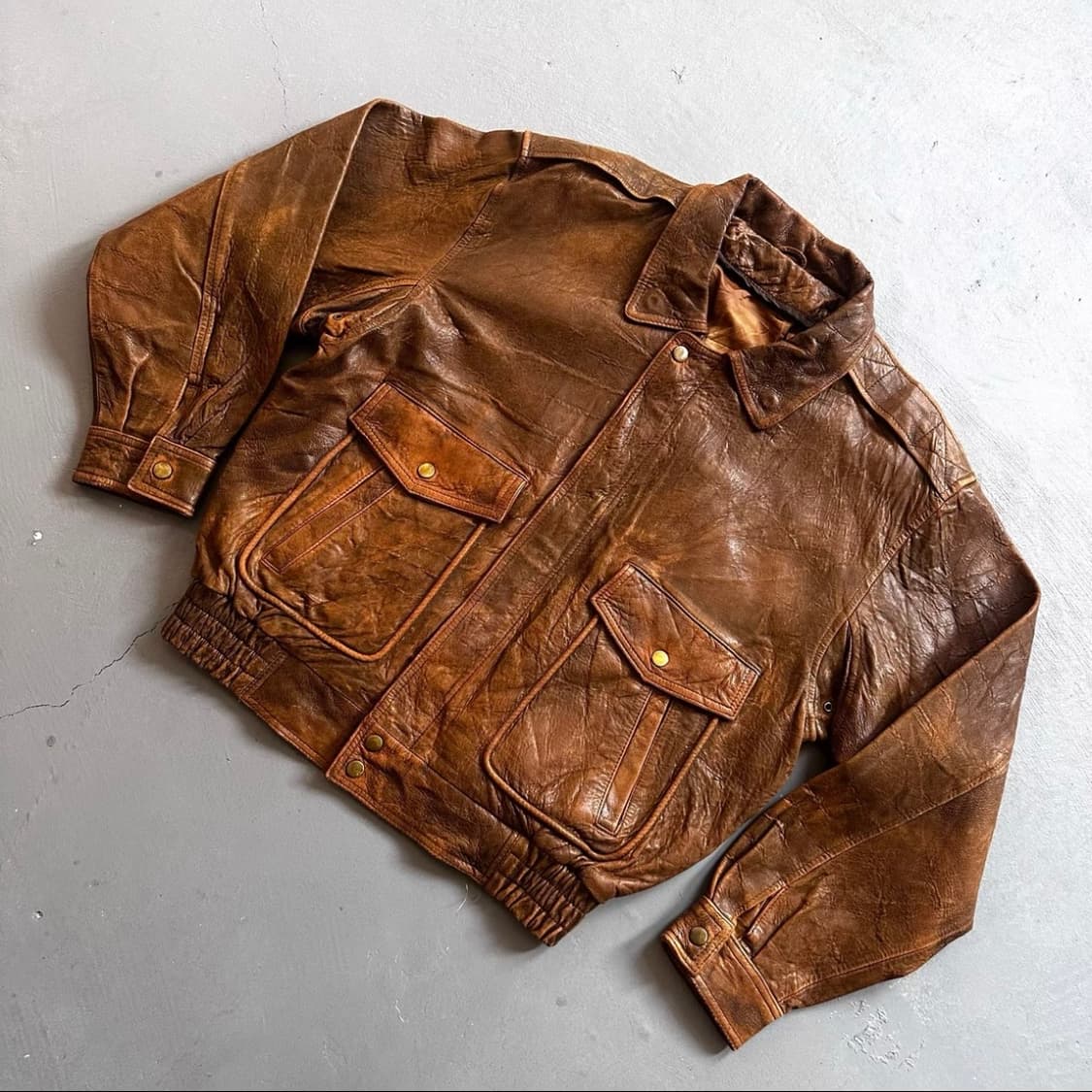 Vintage 아메리칸 복각 A-2 타입 양피 플라이트 가죽 자켓 상품이미지1