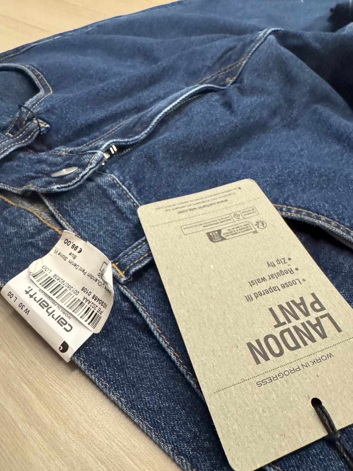 칼하트 랭던 팬츠 블루 스톤 워시 상품이미지5