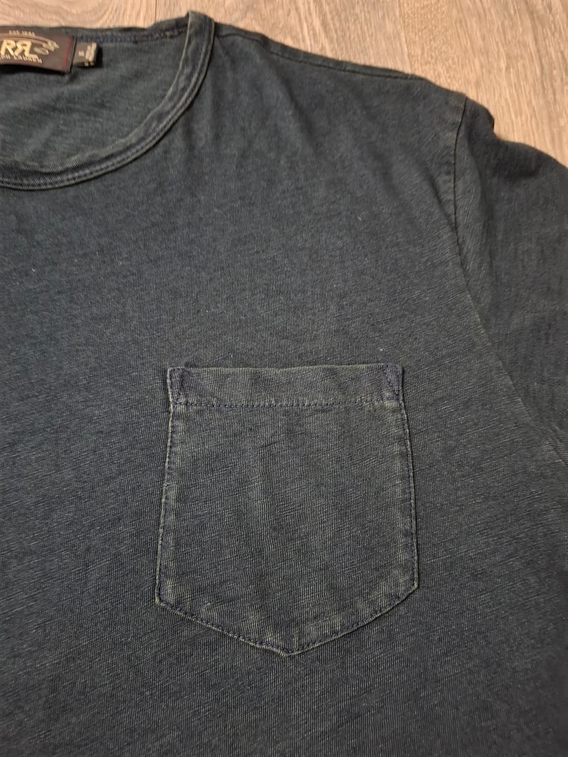 XL RRL 더블알엘 인디고 코튼 크루넥 포켓 반팔 티셔츠 네이비 상품이미지2