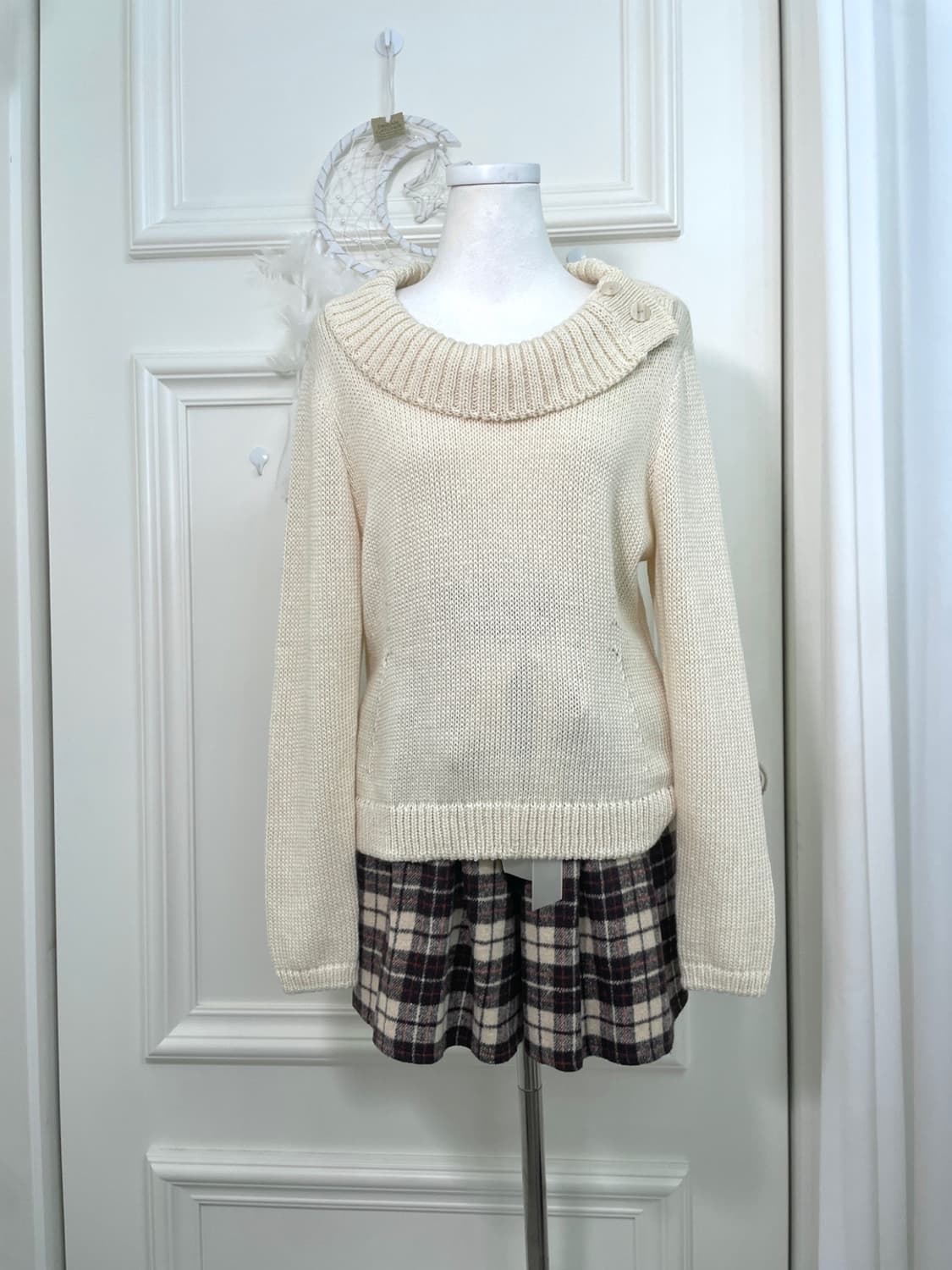 brown beige check pleats pocket banding 상품이미지6