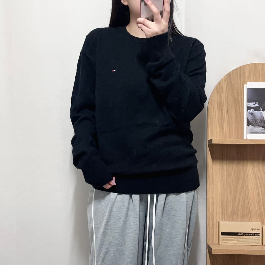 [정품] 타미 블랙 램울 라운드 니트 [ XL ] 상품이미지2