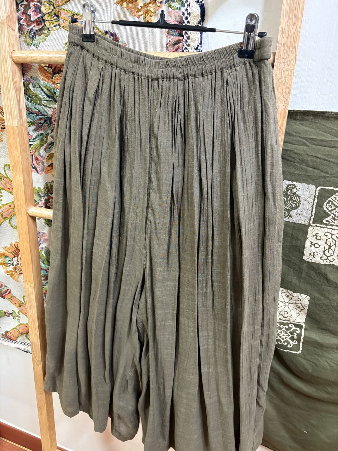 히피 모리 린넨 카키 팬츠 상품이미지2