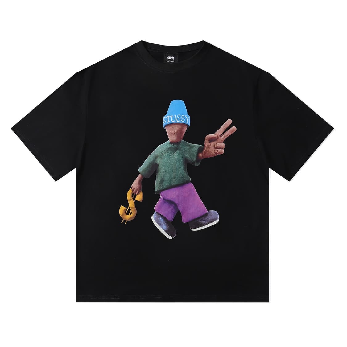스투시 peace prosperity 카키 티셔츠 L 상품이미지3