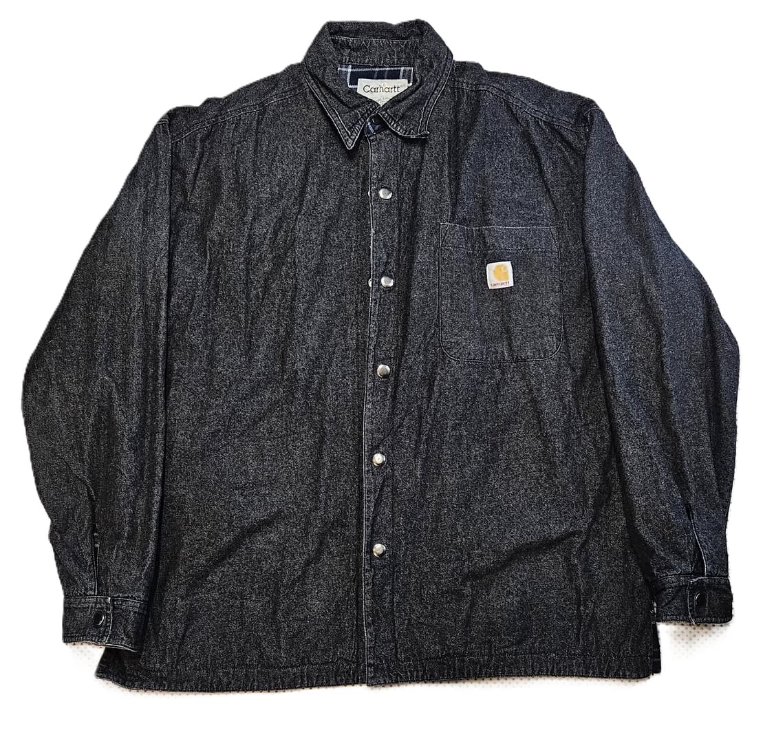 칼하트 리워크 블랙 데님 워크셔츠 자켓 상품이미지1