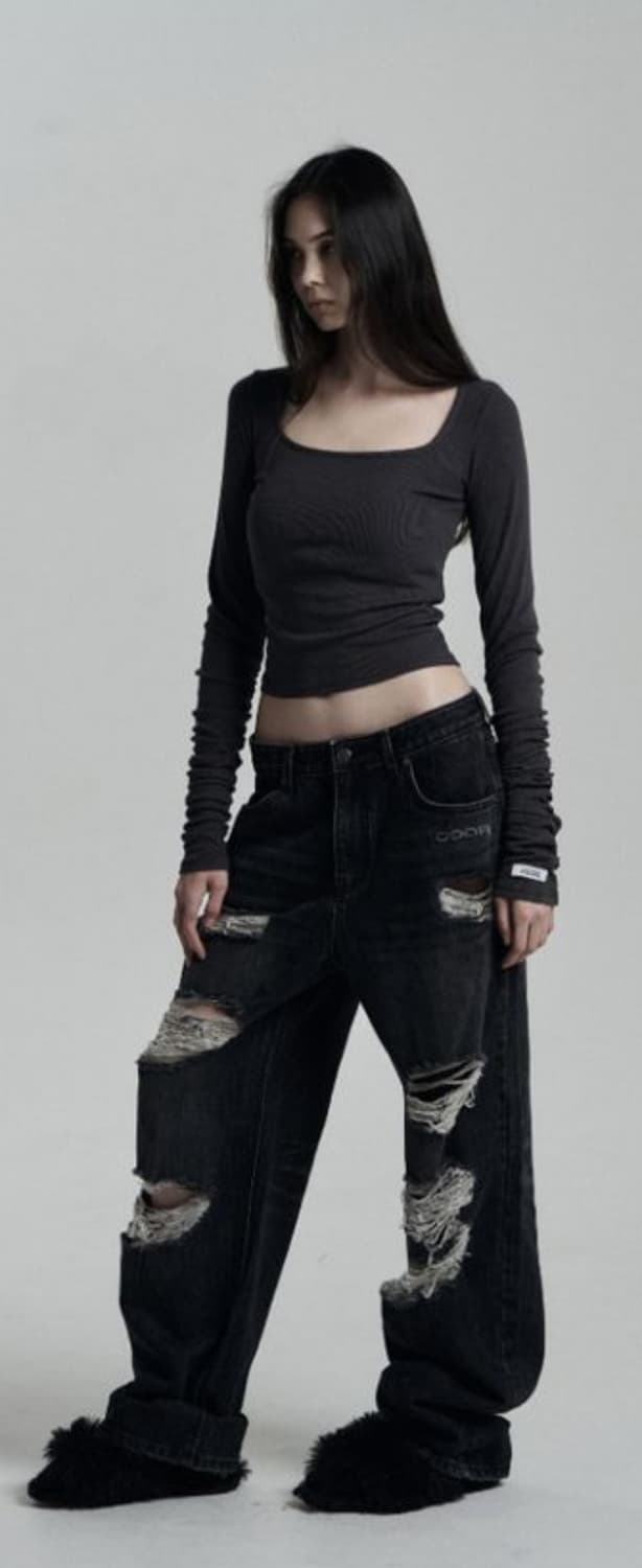 ODOR Leeve tee black 새상품 상품이미지3