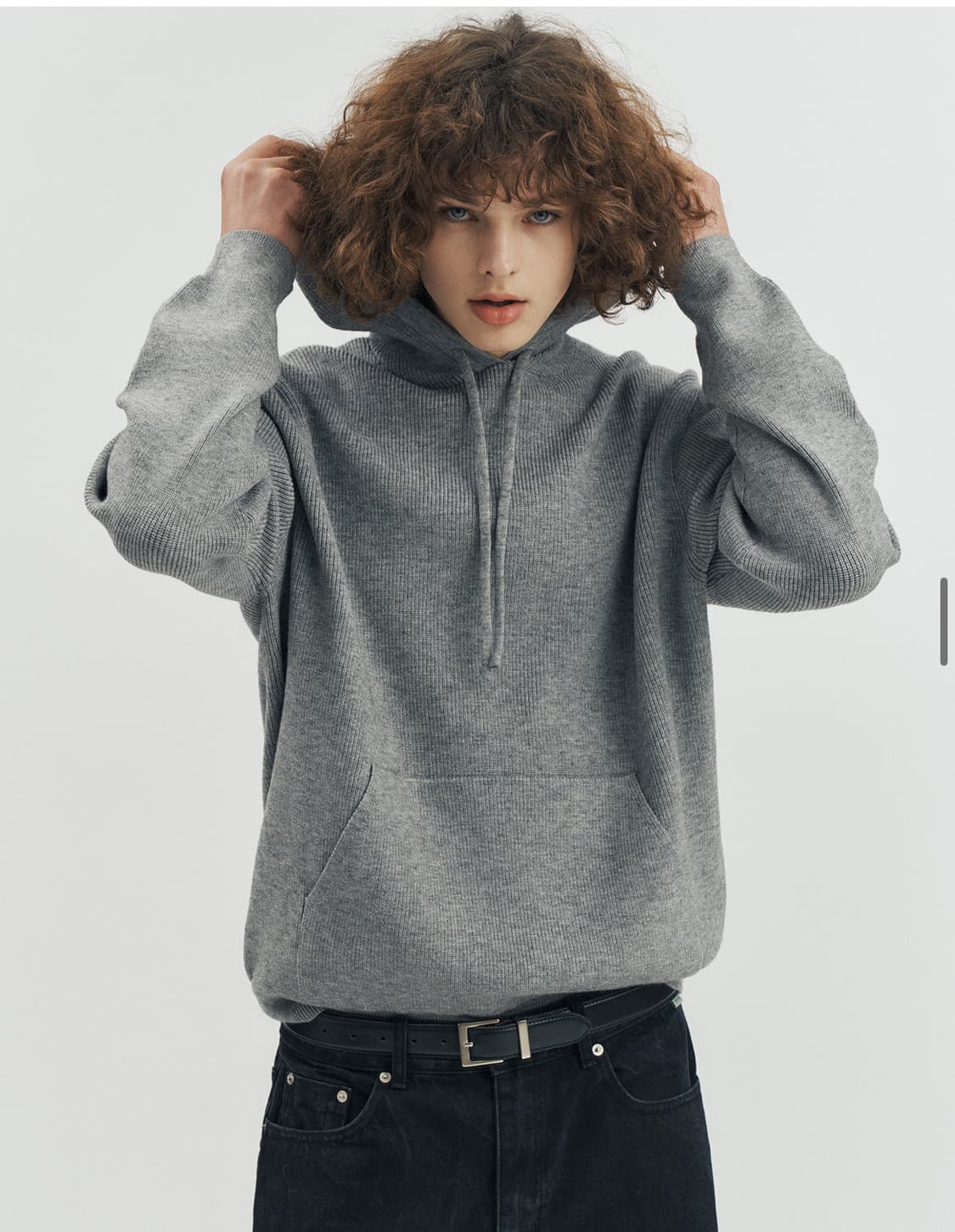 수아레 워셔블 니트 후드티 후드집업 그레이 L 상품이미지2