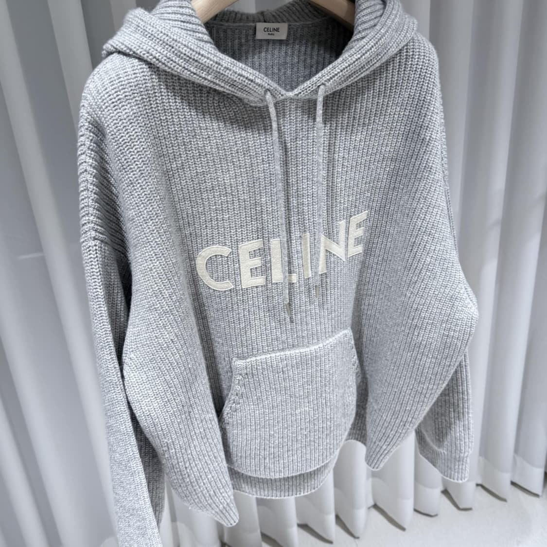 M / 셀린느 울 리브드 그레이 니트 후드 상품이미지3
