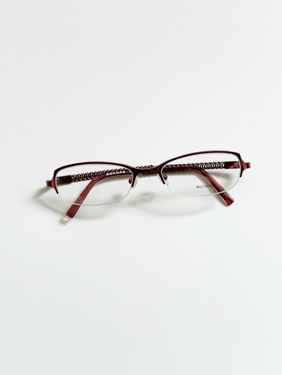 90s ROCHAS 브라운 메탈 스퀘어 반무테 빈티지 안경 상품이미지2