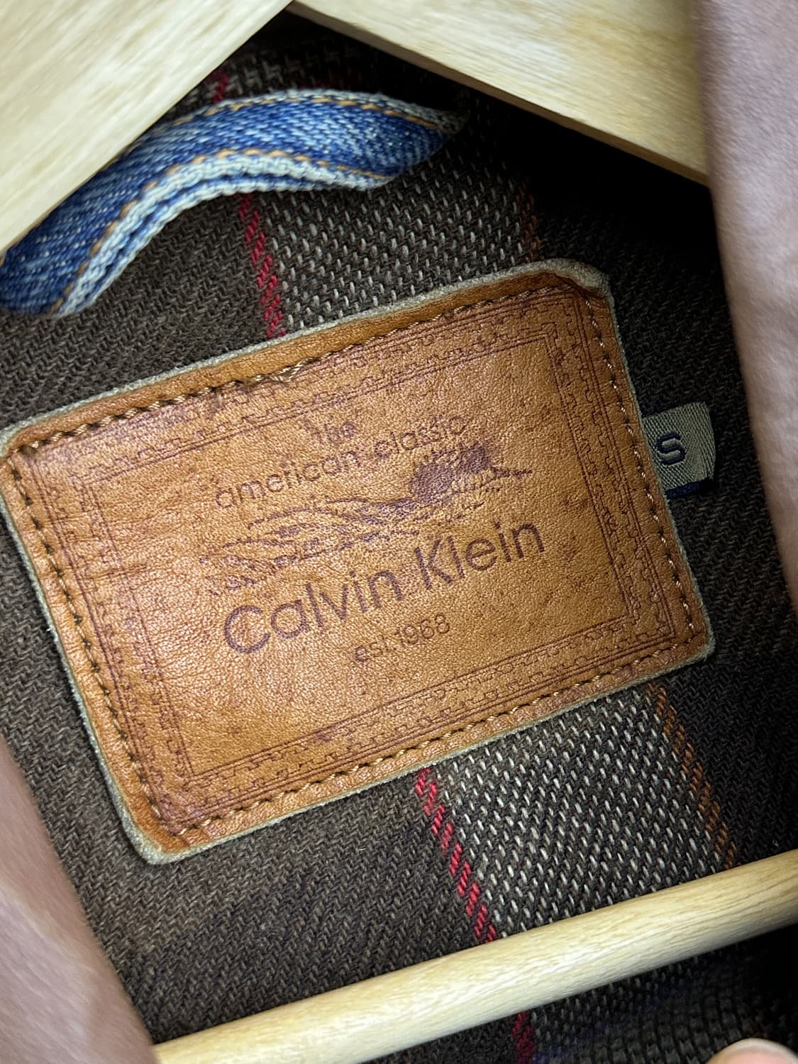 캘빈 클라인 90s USA 레더 카라 데님 자켓 상품이미지6