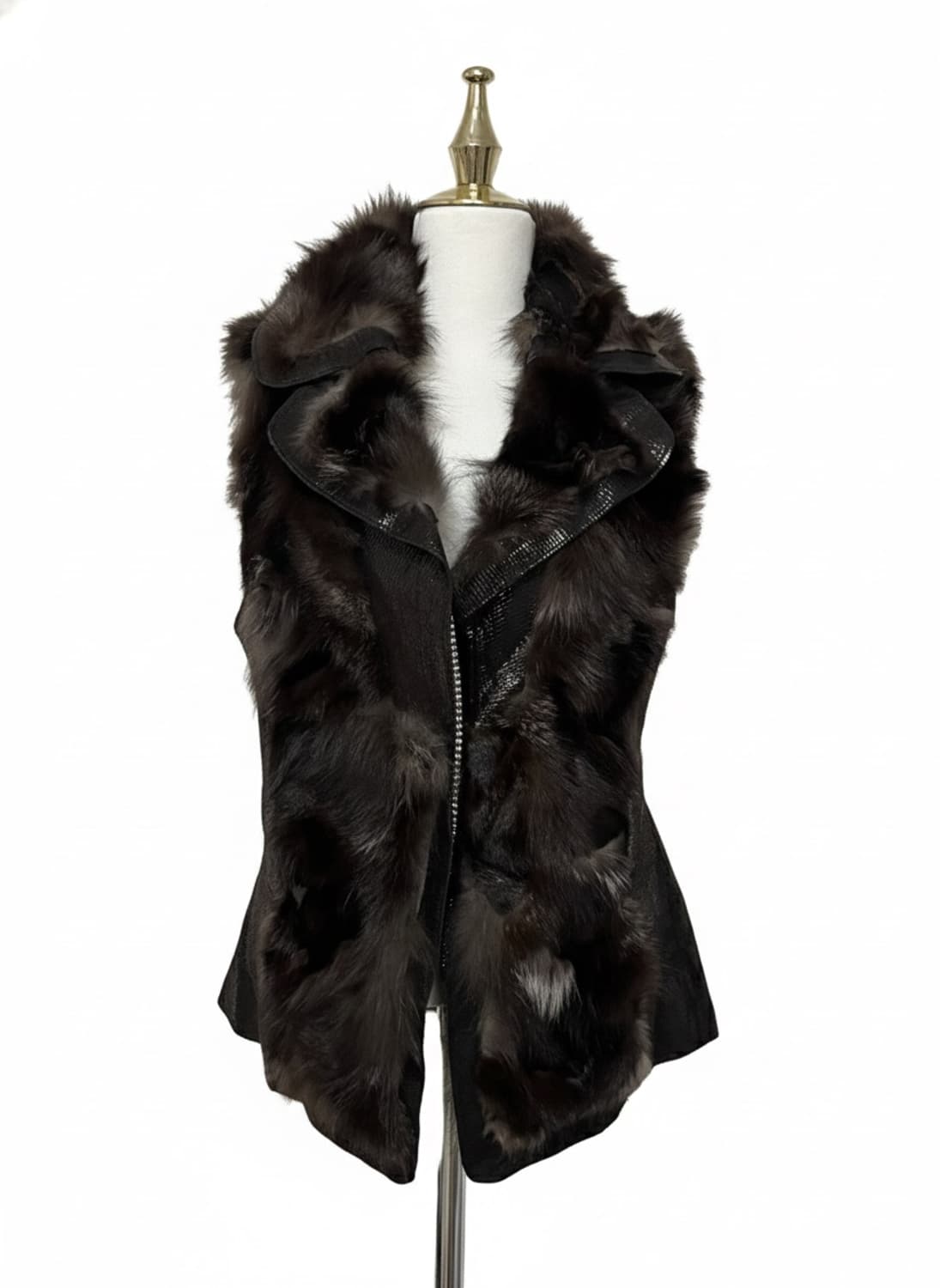 폭스 퍼 믹스 가죽 베스트 상품이미지1