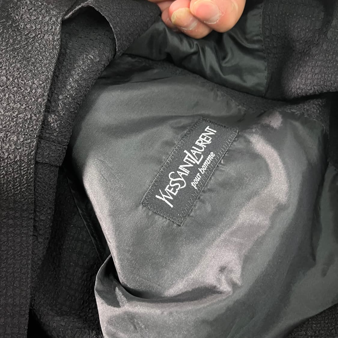 100 입생로랑 90s 시어서커 블랙 투버튼 블레이저 자켓 상품이미지4