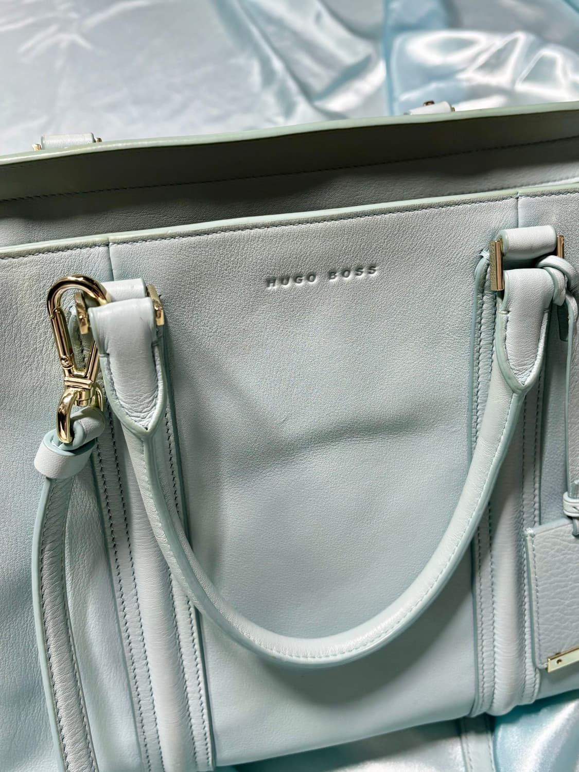 HUGO BOSS skyblue 휴고보스 하늘색 레더 토트백 가죽 가방 상품이미지7