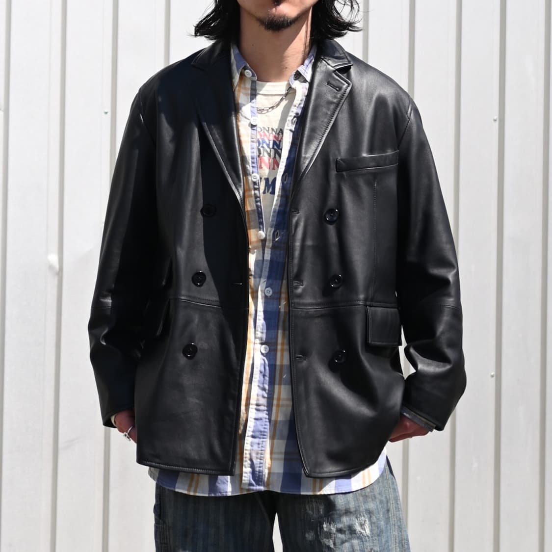 CCU 레더 양가죽 더블 브레스트 자켓 2(100-105)사이즈 블랙 상품이미지2