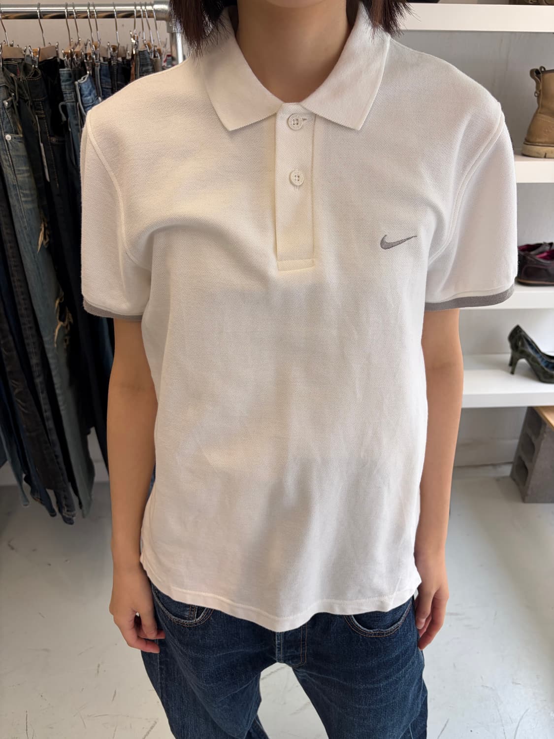 Nike 폴로 셔츠 아이보리 스우시  상품이미지2