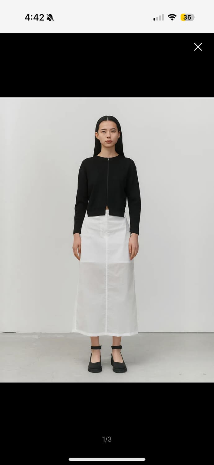 아모멘토 sheer long skirt white 상품이미지1