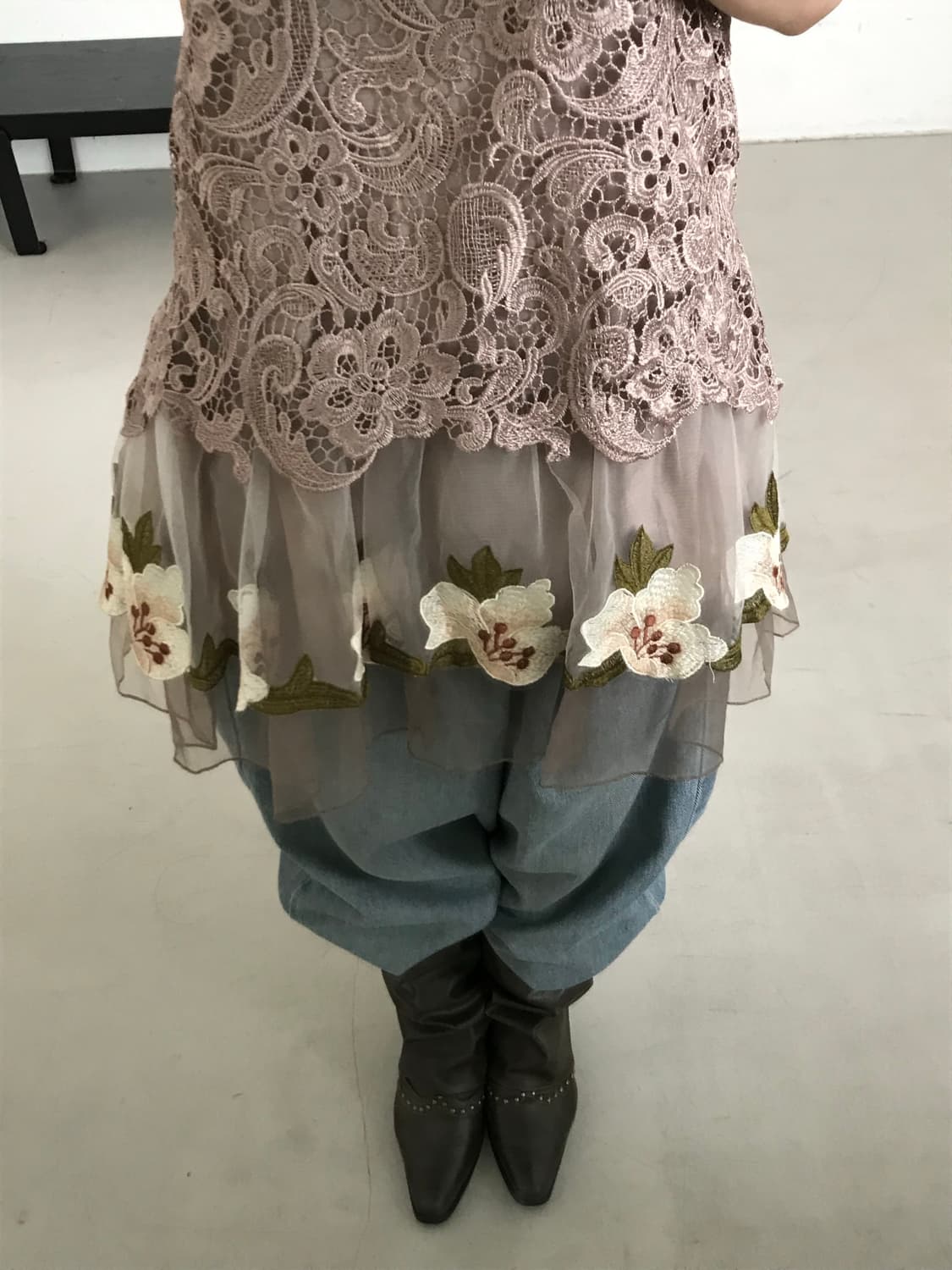 vintage beige lace sleeveless 상품이미지4