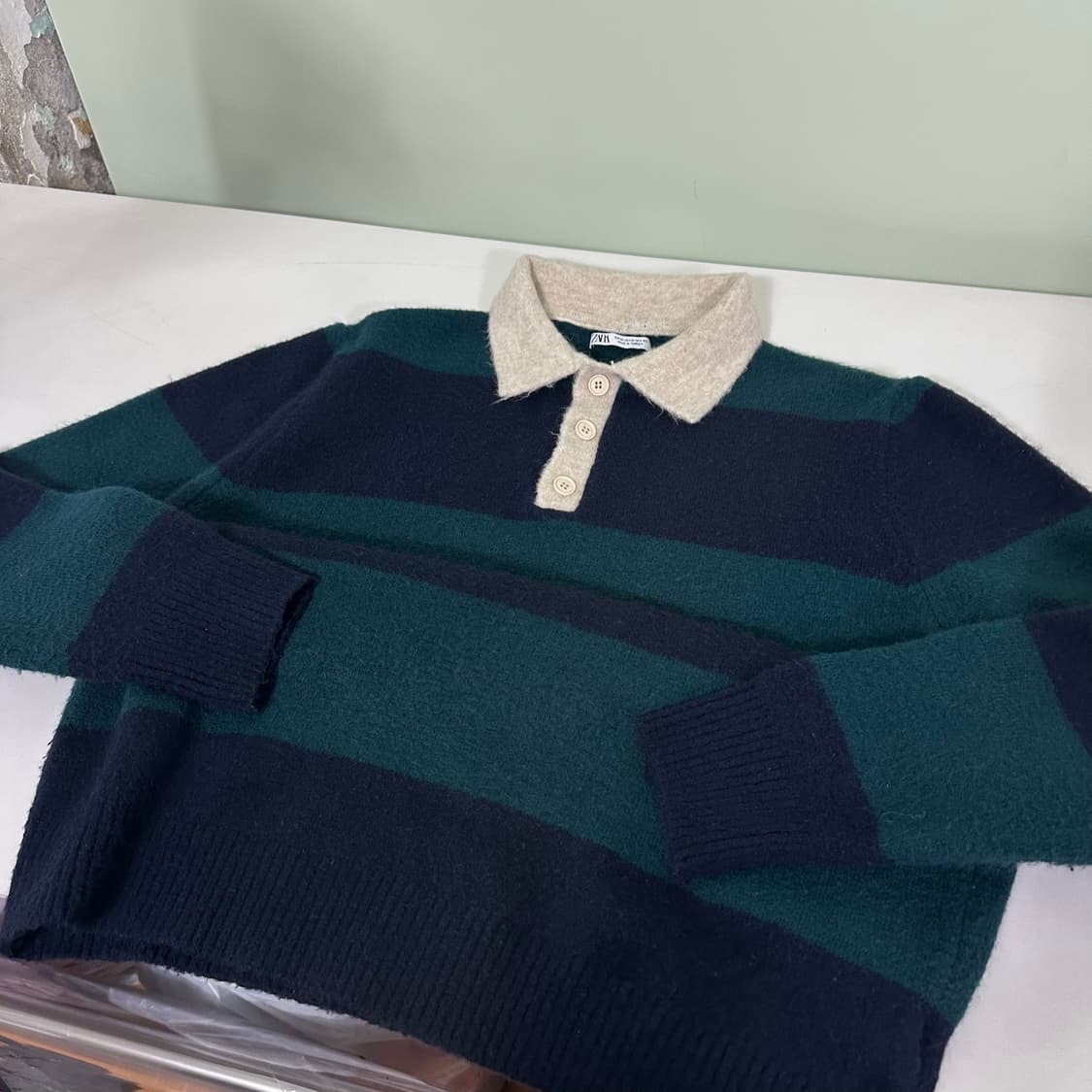 M 자라 네이비 단가라 카라 니트 상품이미지1