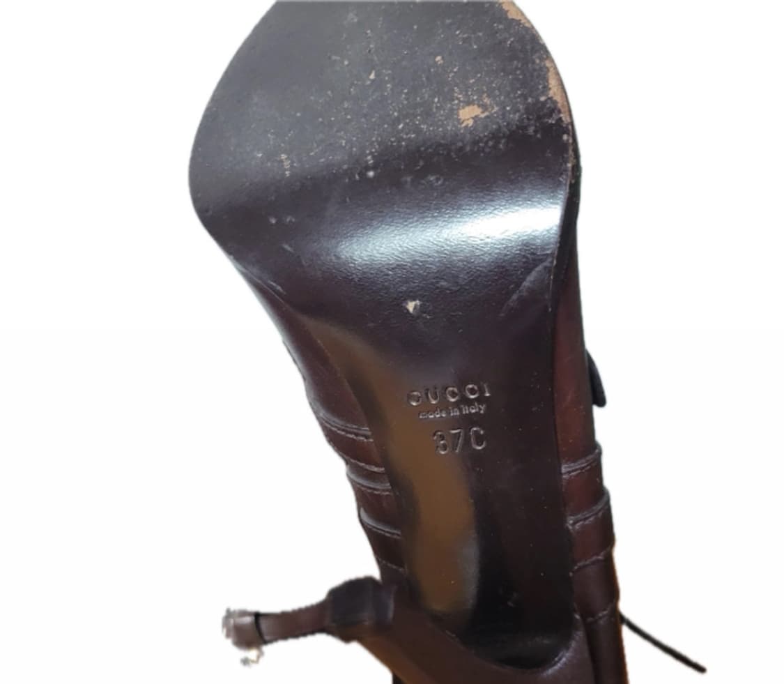 구찌 gucci 다크브라운 스터드 앵클 부츠 힐 37 상품이미지3