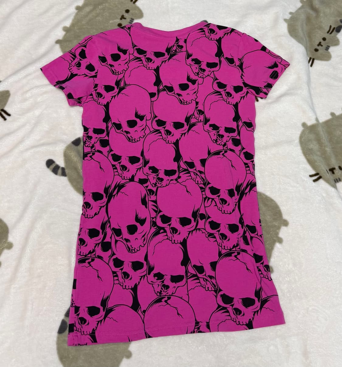 핫핑크 해골 그래픽 반소매 상품이미지2