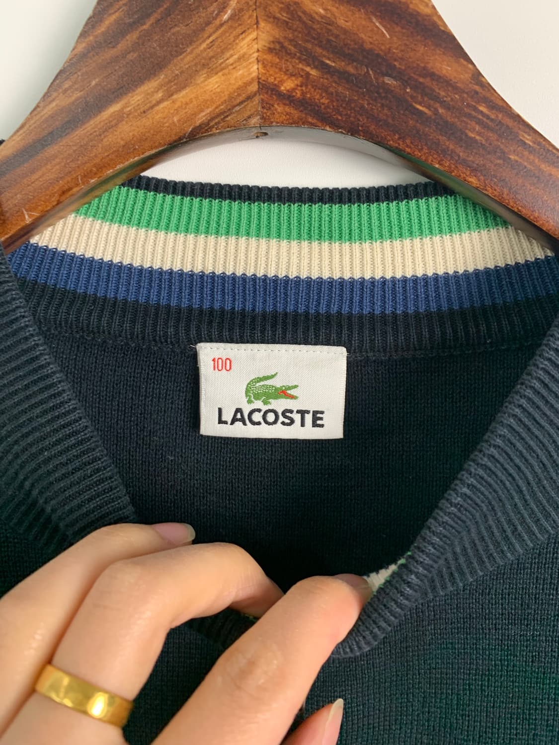 라코스테 자수로고 블랙 니트집업 상품이미지5