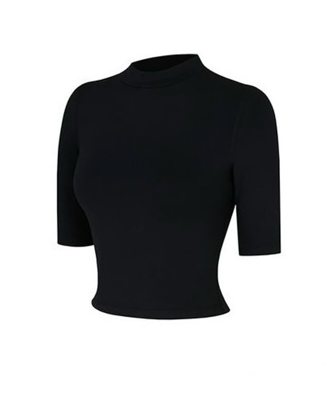 널디 슬림 코튼 크롭탑 반팔 티셔츠 BLACK 상품이미지1