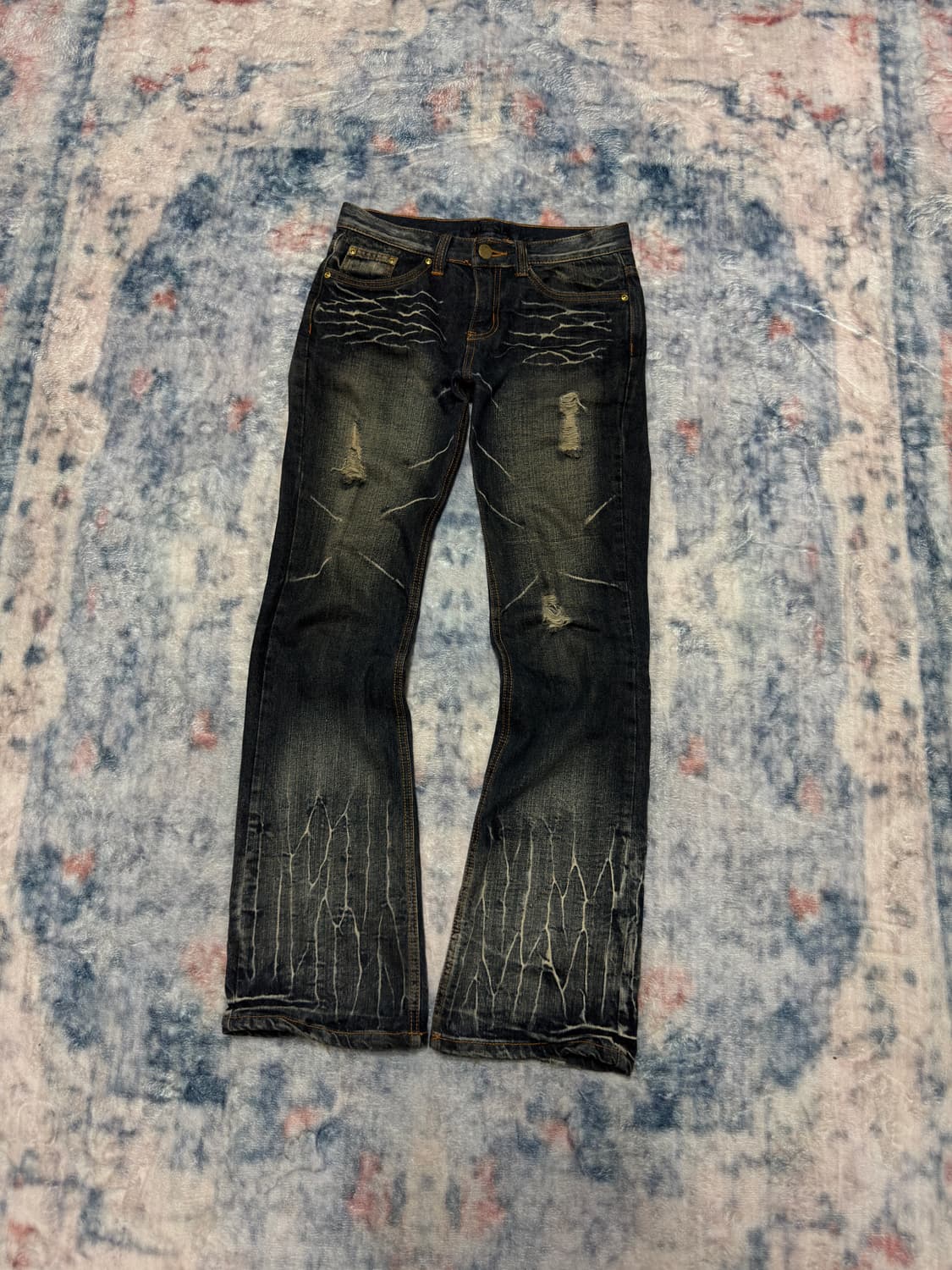 Black baccara wave washed boot cut denim 상품이미지1