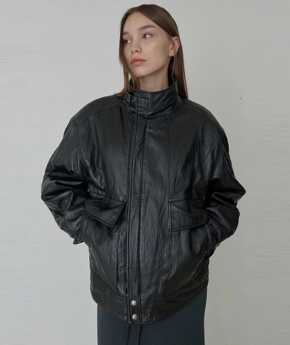 오데스 빈티지 하이넥 레더 자켓 상품이미지1