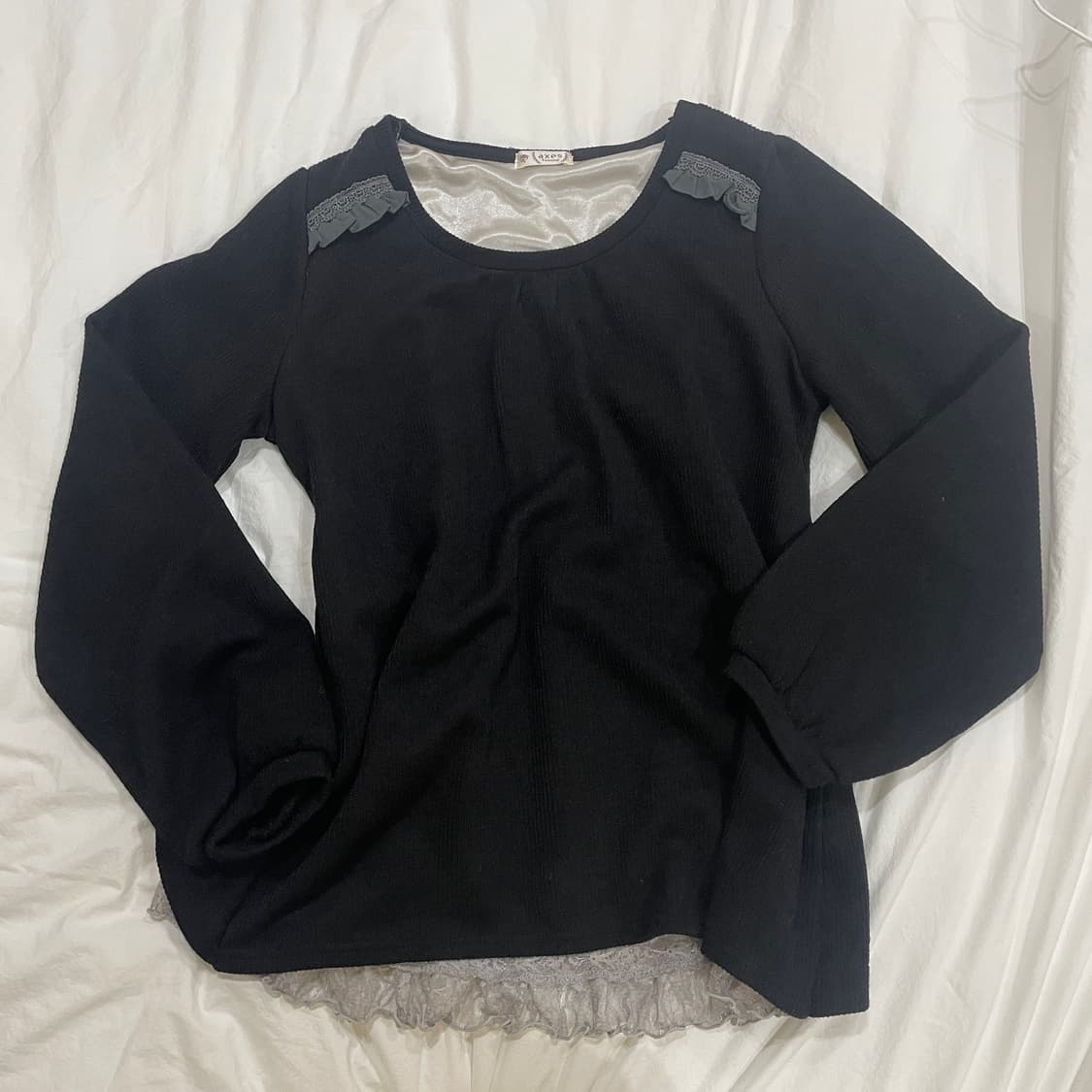 샵글리터 axes femme 엑시즈팜 레이스 니트 맨투맨 프릴  페어리 상품이미지2