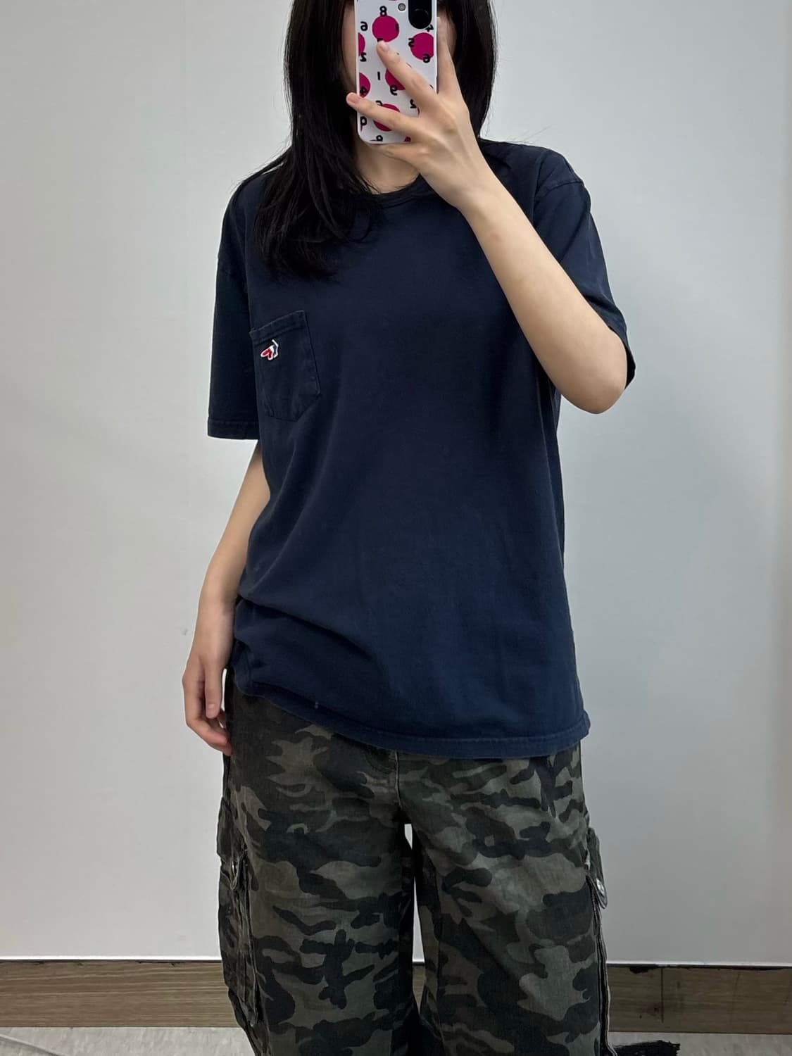 메종키츠네 포켓 네이비 반팔 티셔츠 상품이미지2