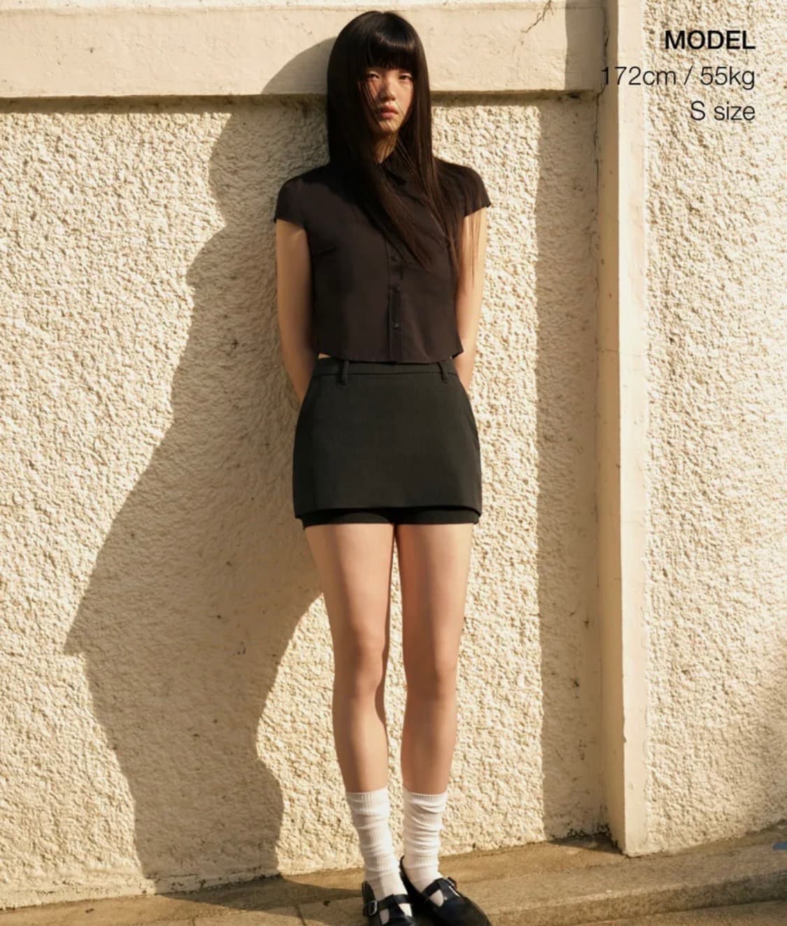 무신사 우먼즈 크링클 캡 슬리브 크롭 셔츠 상품이미지2
